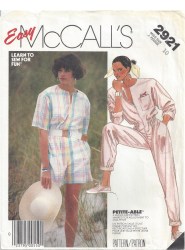 2921 MCCALLS 1987 ZIPPY JUMPSUIT LENGTHS PATTERN 12 or 16 choice UNCUT